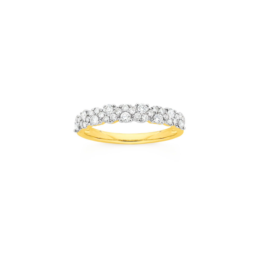 9ct Gold Diamond Wave Band