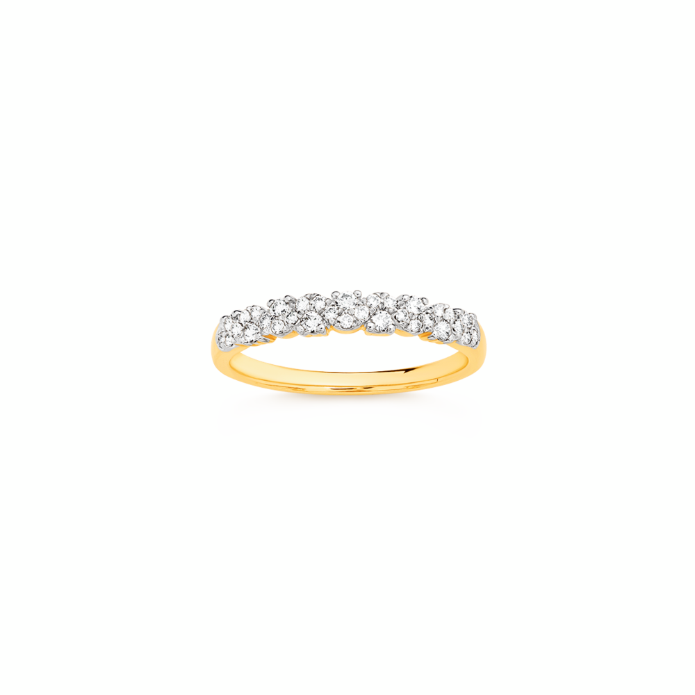 9ct Gold Diamond Wave Band