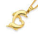 9ct Gold Double Dolphin Heart Pendant