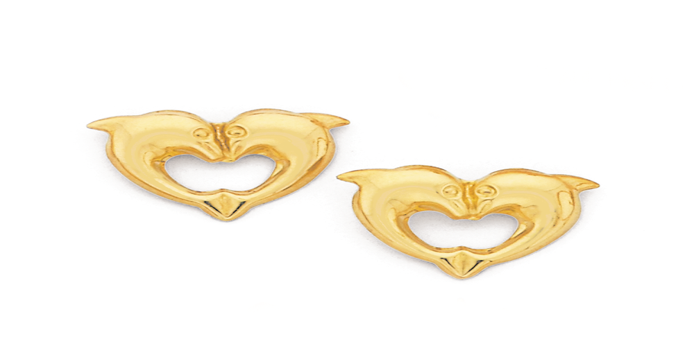 9ct Gold Double Dolphin Stud Earrings Prouds