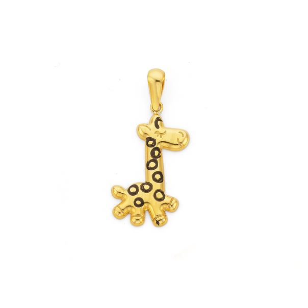 9ct Gold Enamel Giraffe Kids' Pendant