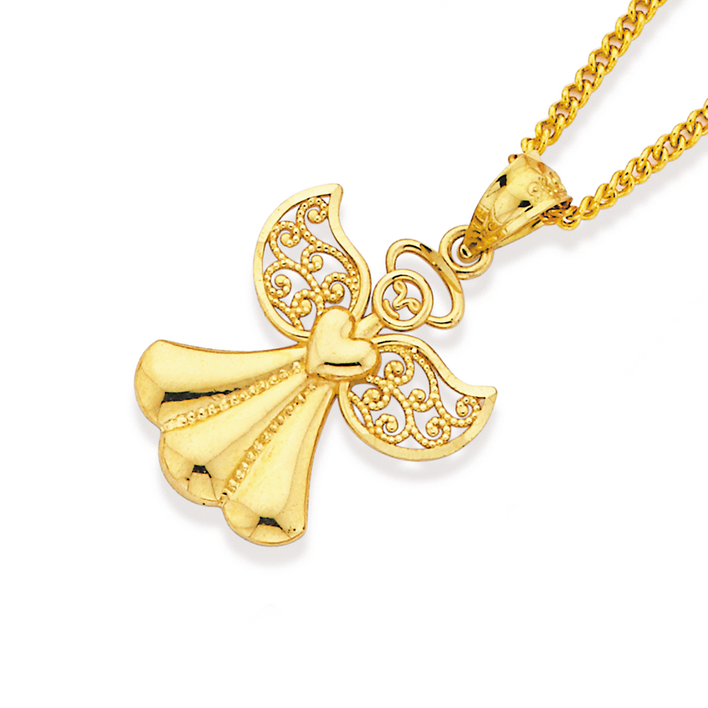 9ct Gold Filigree Angel Pendant 