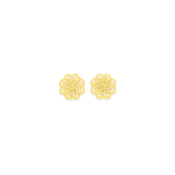 9ct Gold Filigree Flower Stud Earrings