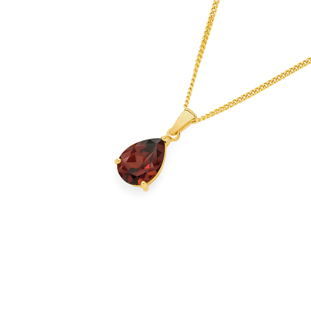 9ct Gold Garnet Pendant in Red Prouds