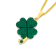9ct Gold, Green Crystal 4 Leaf Clover Pendant