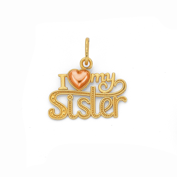 9ct Gold ' I Love My Sister' Heart Pendant
