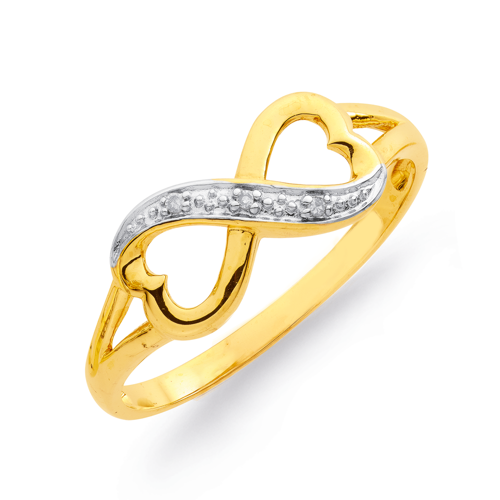 14k Diamond Infinity Ring, Forever Love Diamond Gold Ring, Criss Cross  Diamond | eBay