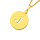 9ct Gold Initial 'J' Serif Style Round Disc Pendant