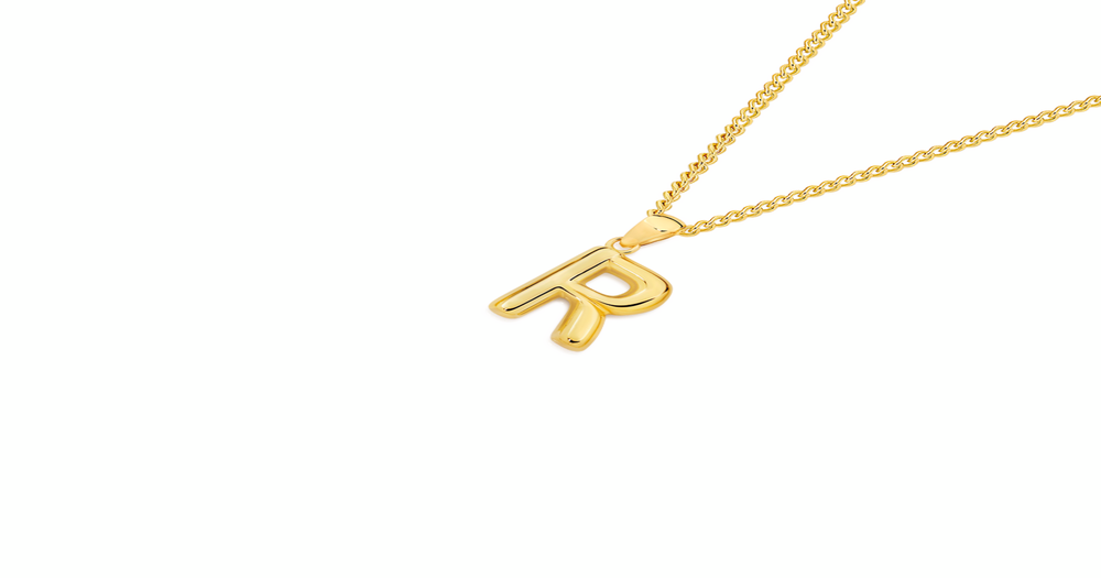 9ct Gold Initial 'r' Puffed Letter Pendant | Prouds
