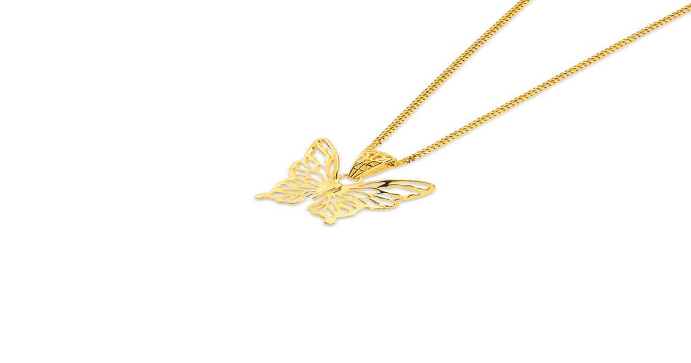 9ct Gold Lace Cutout Butterfly Pendant Prouds