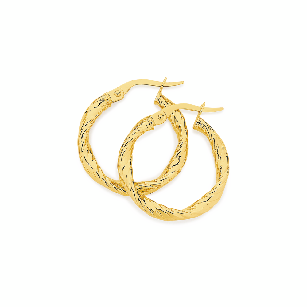 9ct Gold Lined Loose Twist Hoop Earrings