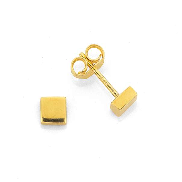 9ct Gold Mini Cube Stud Earrings