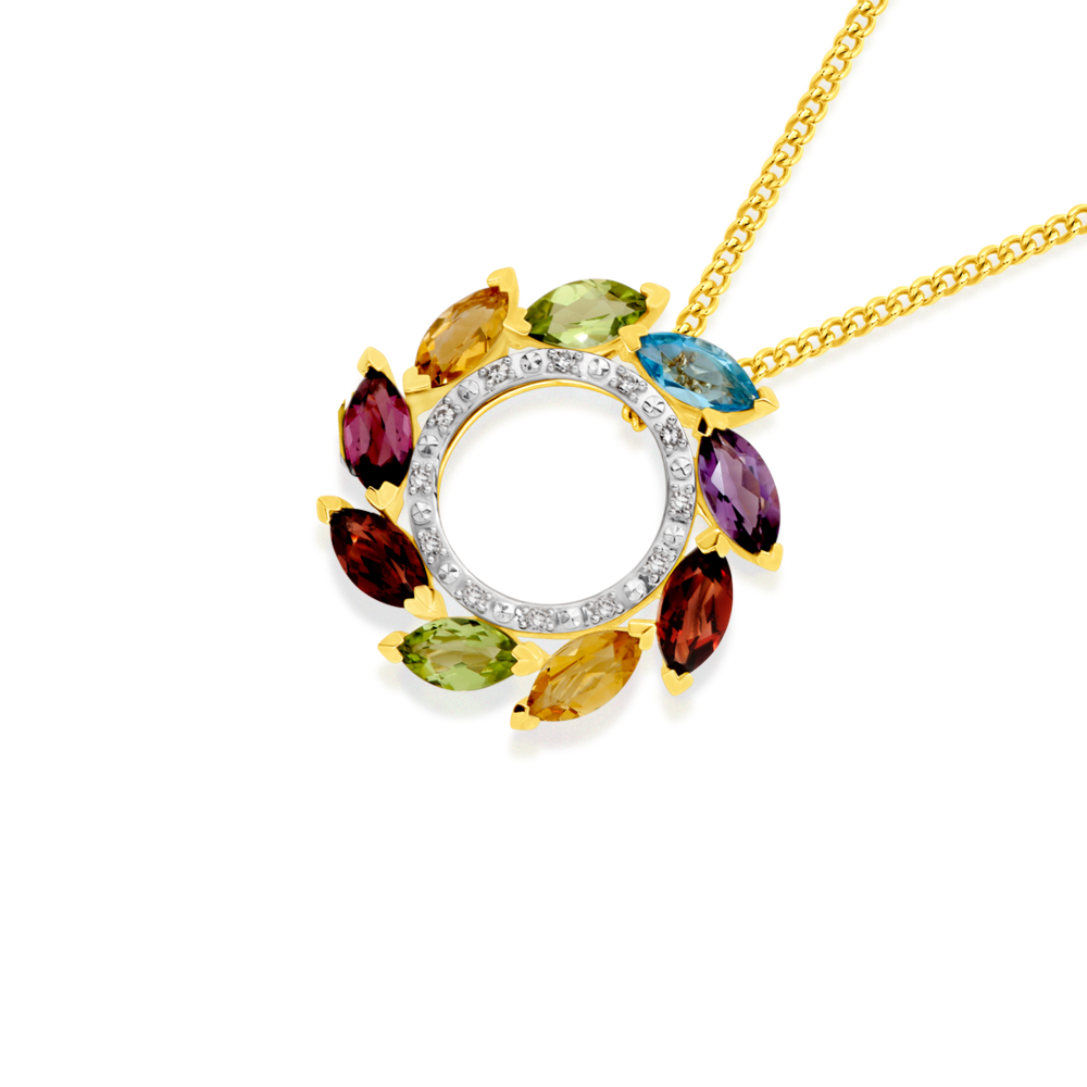 Multi Gemstone Necklace in Gold