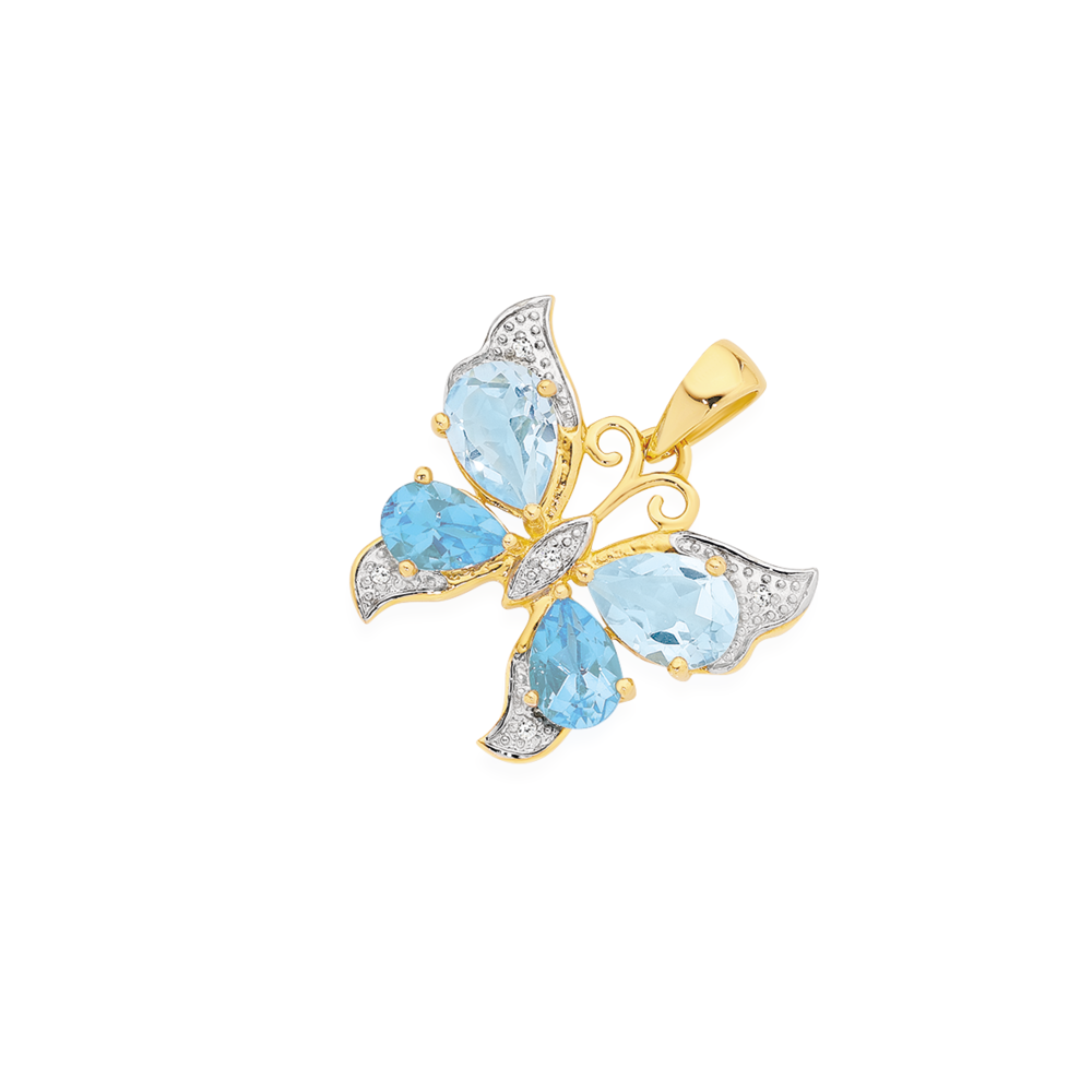 Blue diamond discount butterfly necklace