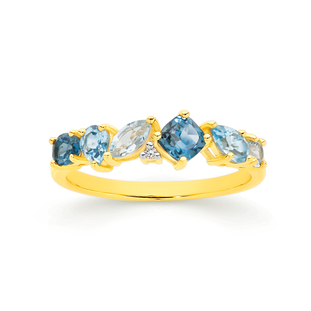 Blue Topaz and Diamond Cushion Halo Ring – Bannon Jewellers