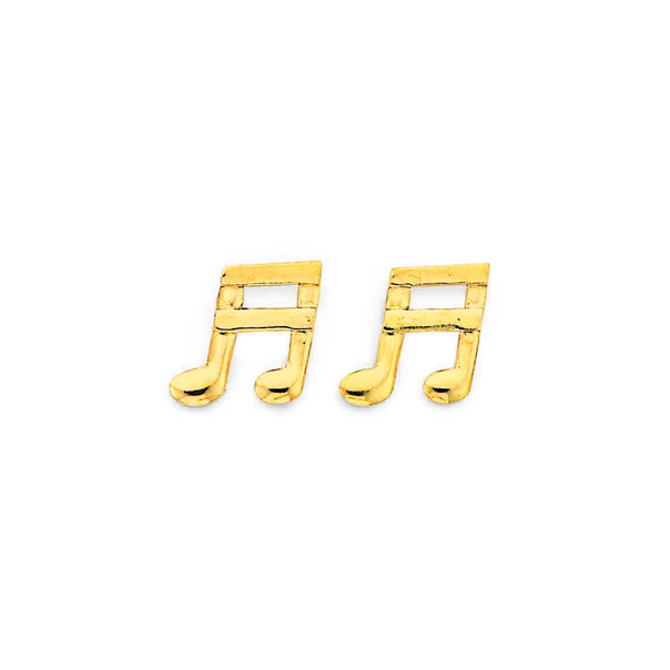 9ct Gold Musical Notes Stud Earrings