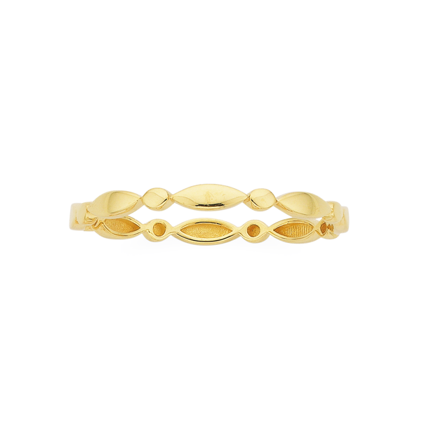 9ct Gold Oval & Marquise Pattern Stacker Ring