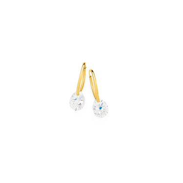 9CT GOLD PEAR SHAPE CRYSTAL HOOP EARRINGS