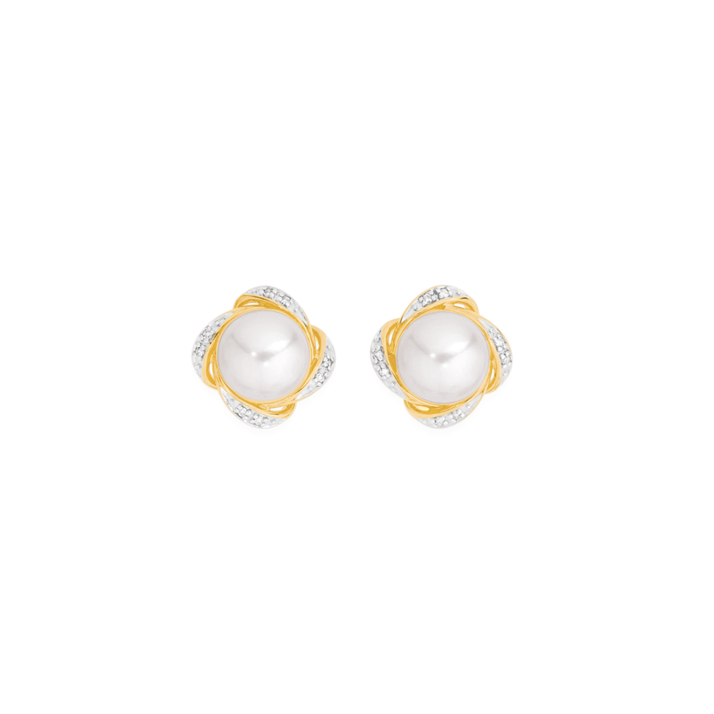 White gold store pearl earrings studs