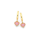9ct Gold Pink Enamel Heart Huggie Earrings