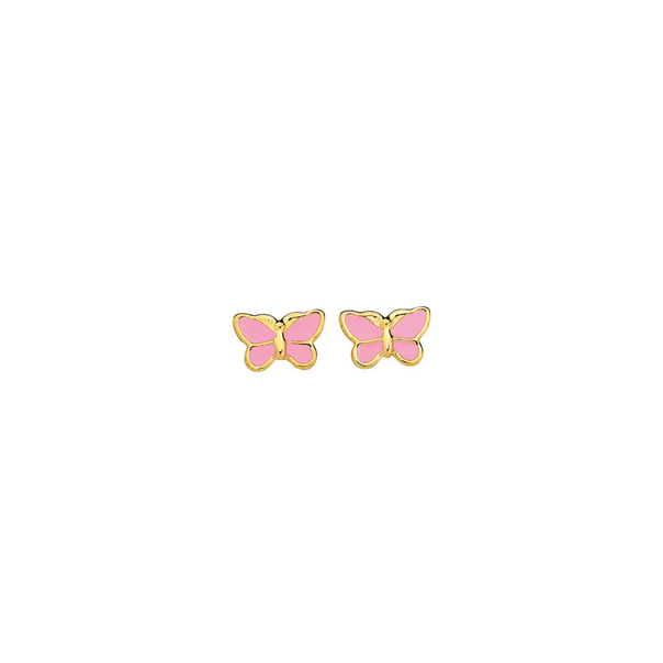 9ct Gold Pink Enamel Stud Earrings