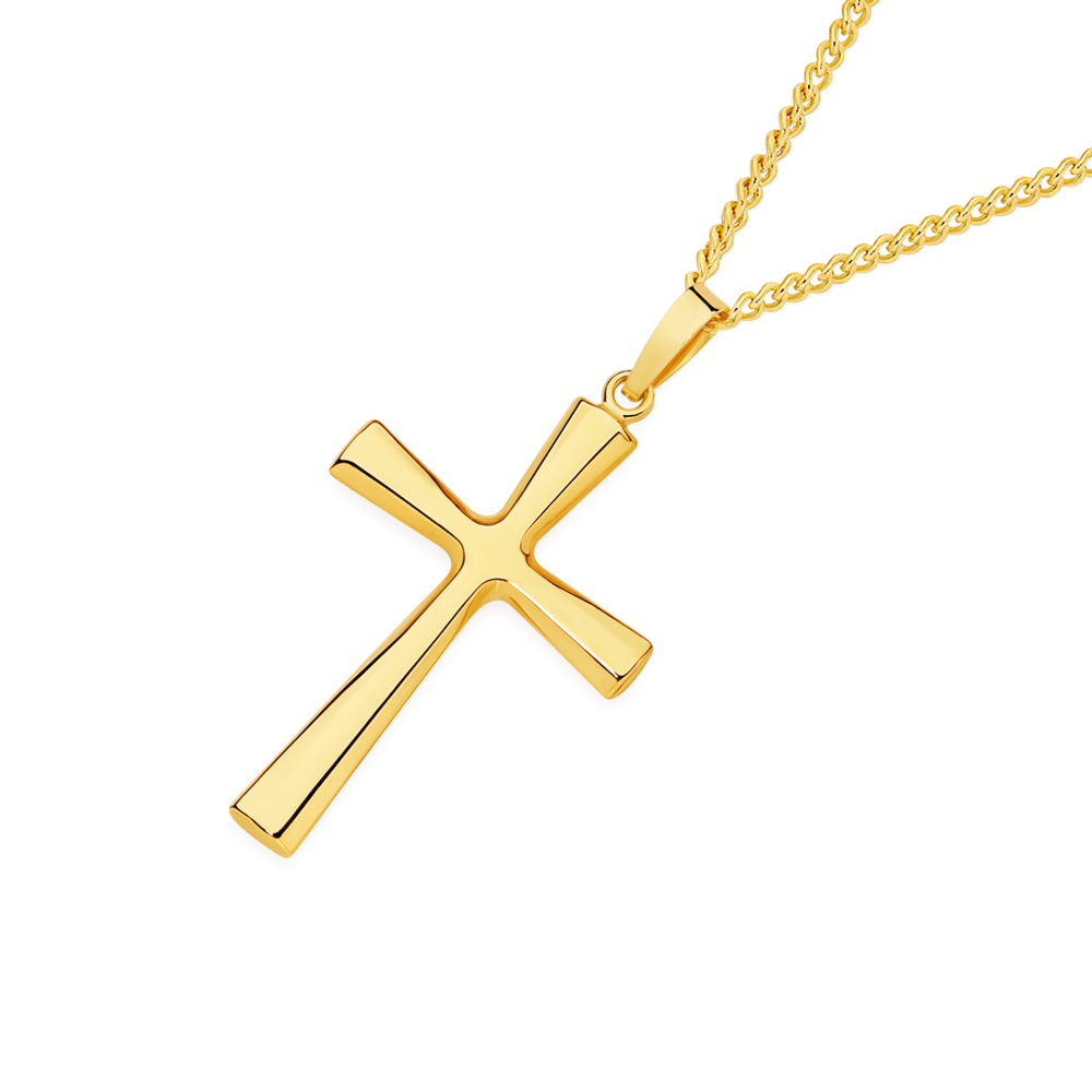 9ct Gold 20mm Plain Cross Pendant Prouds