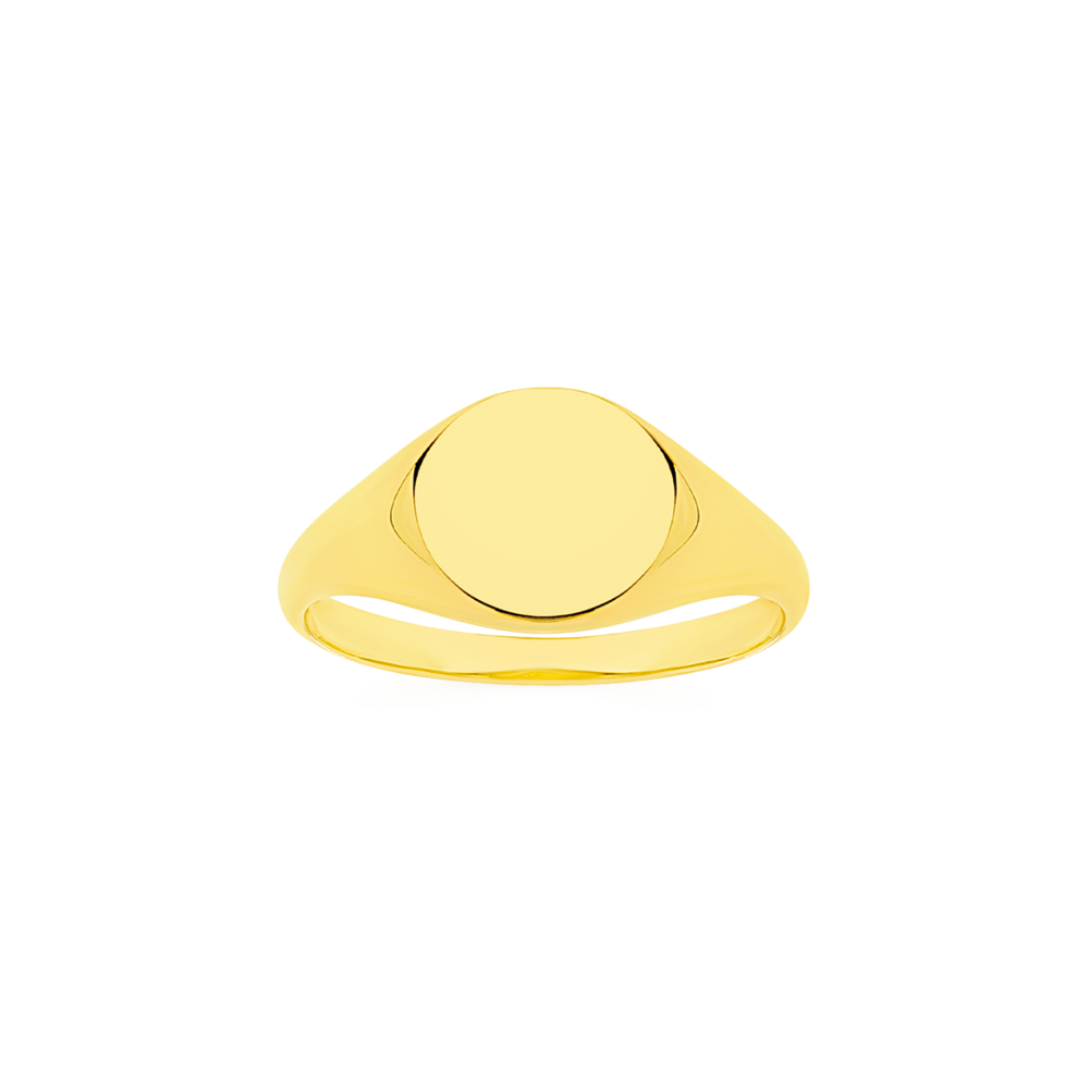 9ct Gold Plain Round Signet Ring Prouds