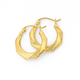 9ct Gold Pleated Hexagonal Creole Earrings