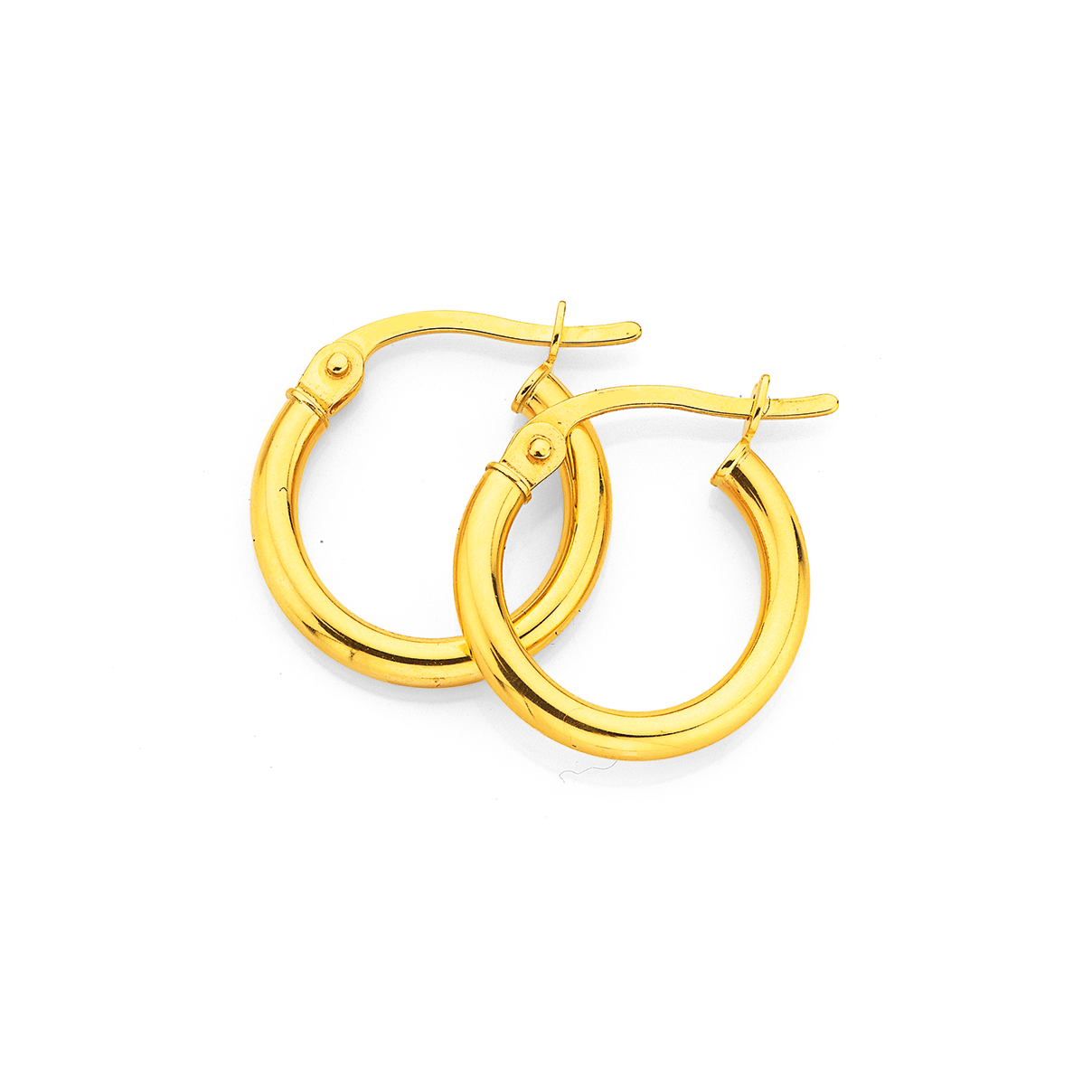 9ct Gold Polished 2x10mm Hoop Earrings | Earrings | Prouds The Jewellers