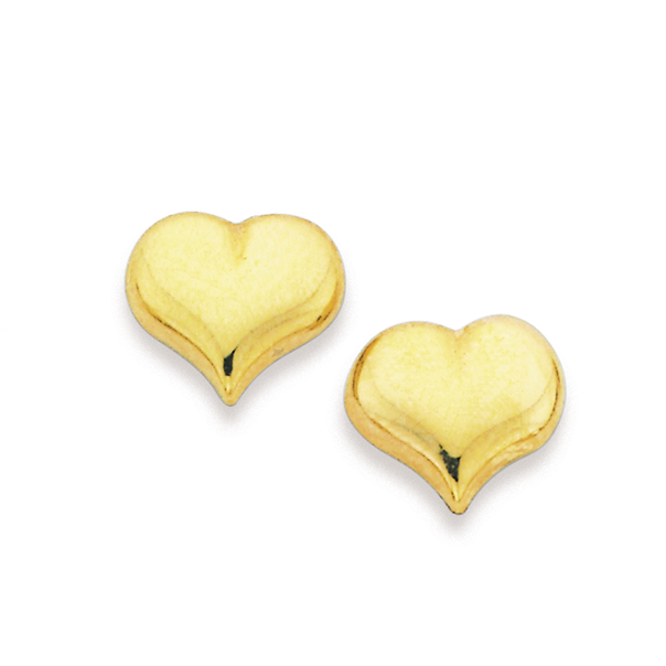 9ct Gold Polished Heart Stud Earrings