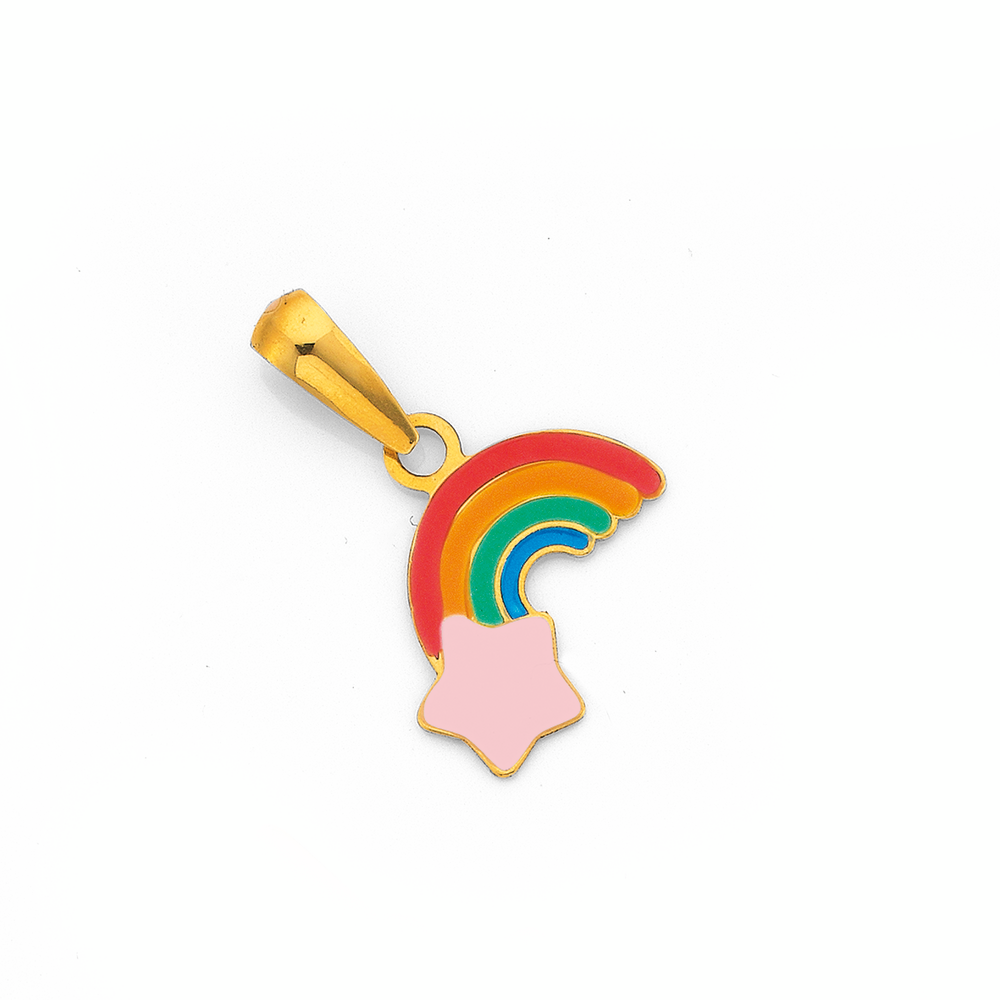 9ct Gold Rainbow \u0026 Pink Star Enamel 