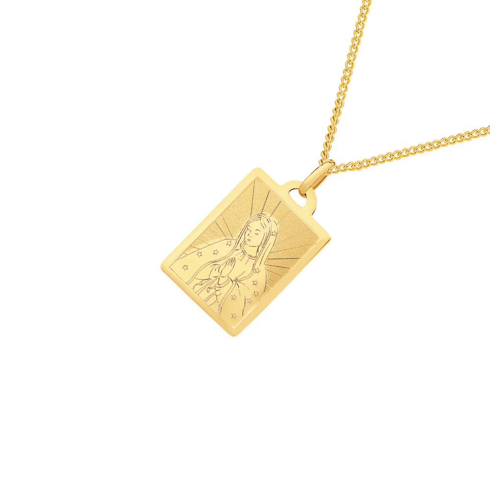 9ct Gold Rectangular Immaculate Mary Pendant
