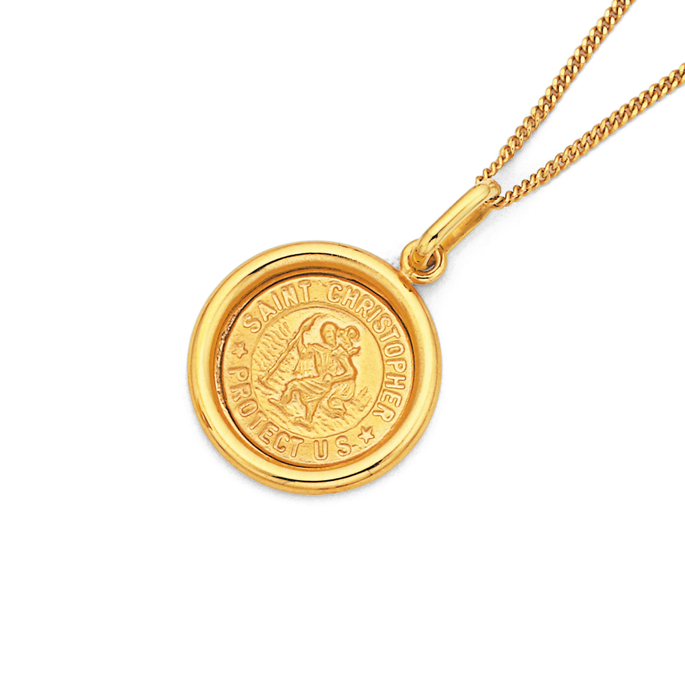 9ct Gold Round St. Christopher Pendant Prouds