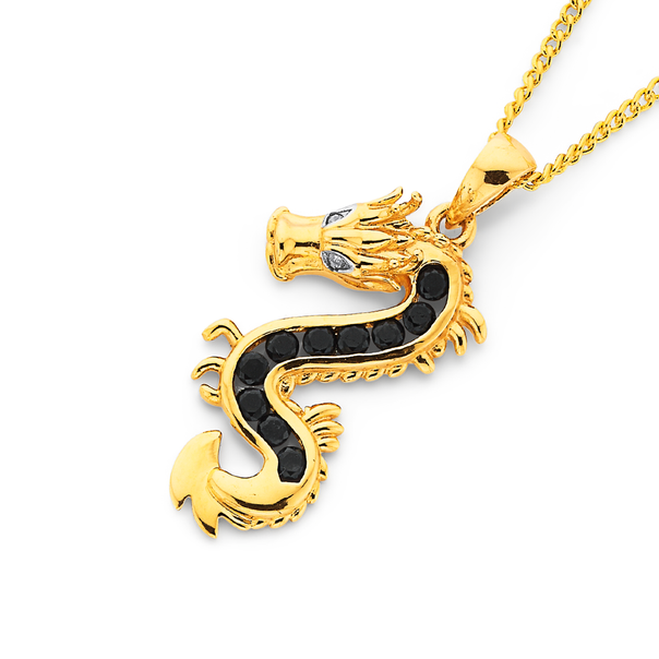 9ct Gold Sapphire & Diamond Dragon Pendant