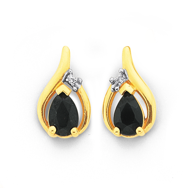 9ct Gold, Sapphire & Diamond Earrings