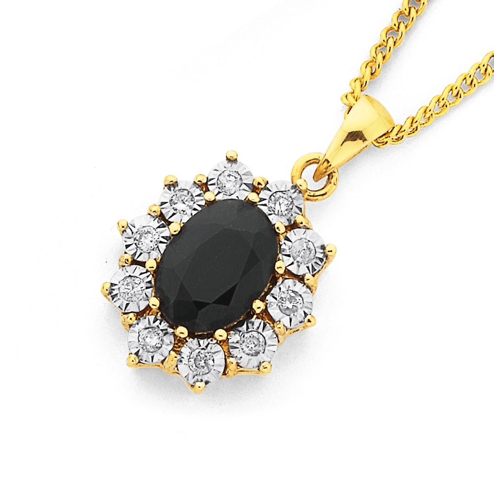 9ct Gold, Sapphire \u0026 Diamond Oval 