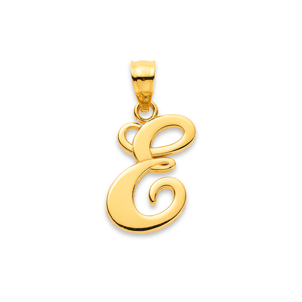 9CT GOLD SCRIPT INITIAL 'E' PENDANT