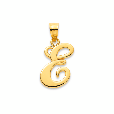 9CT GOLD SCRIPT INITIAL 'E' PENDANT
