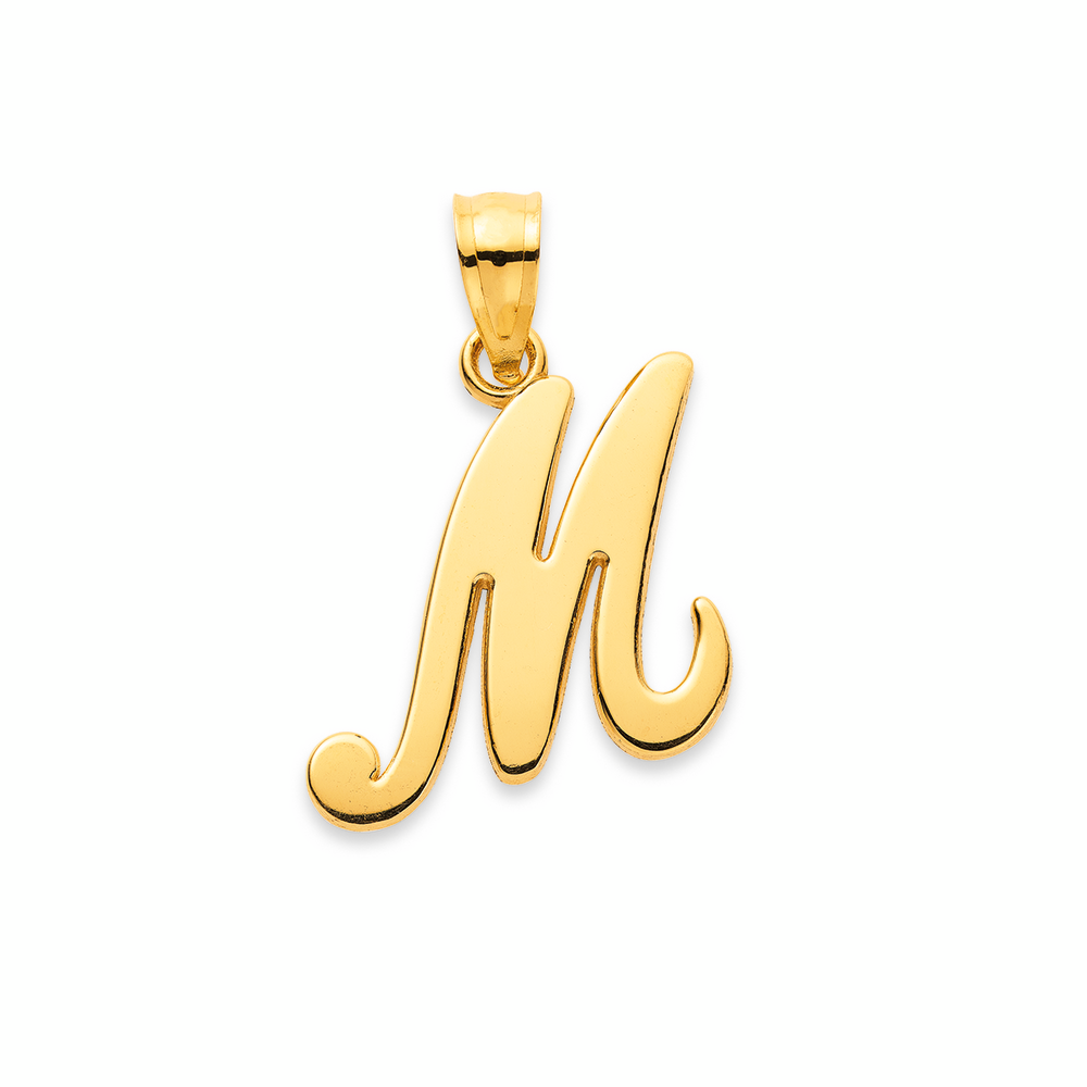 9ct Gold Script Initial 'M' Pendant
