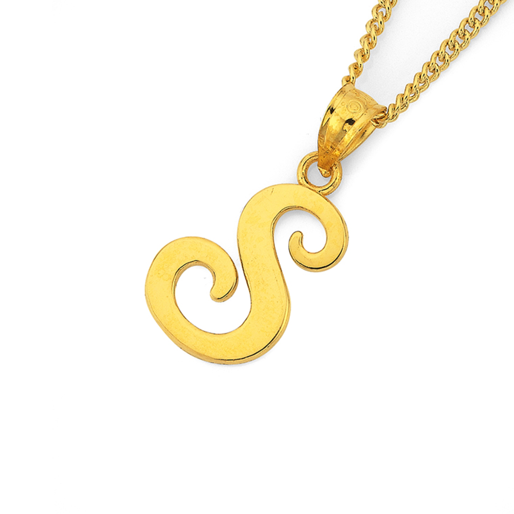 9ct Gold Script Initial 's' Pendant Prouds