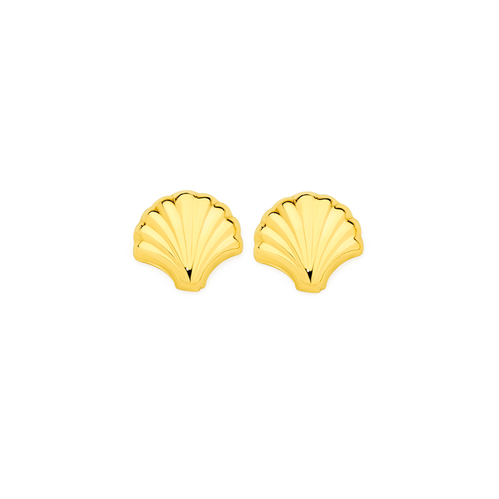 9ct Gold Sea Shells Stud Earrings