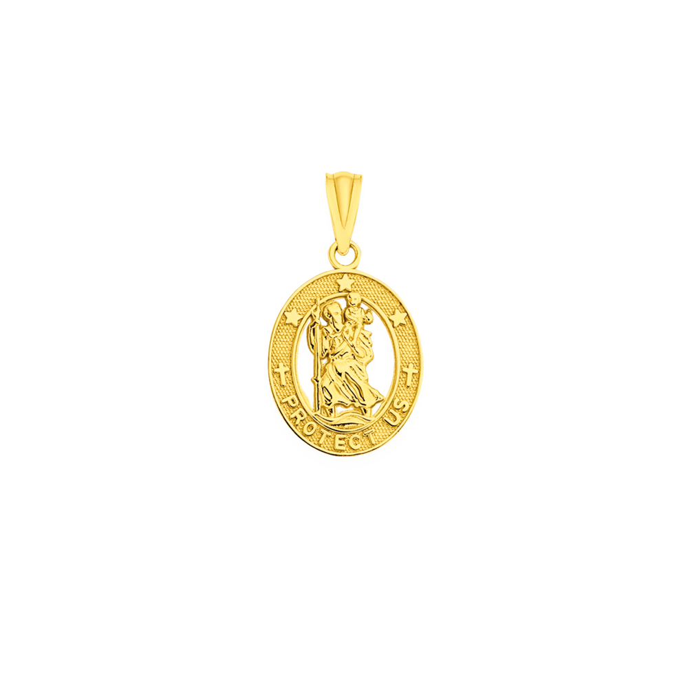 9ct Gold St. Christopher Oval Medal Pendant