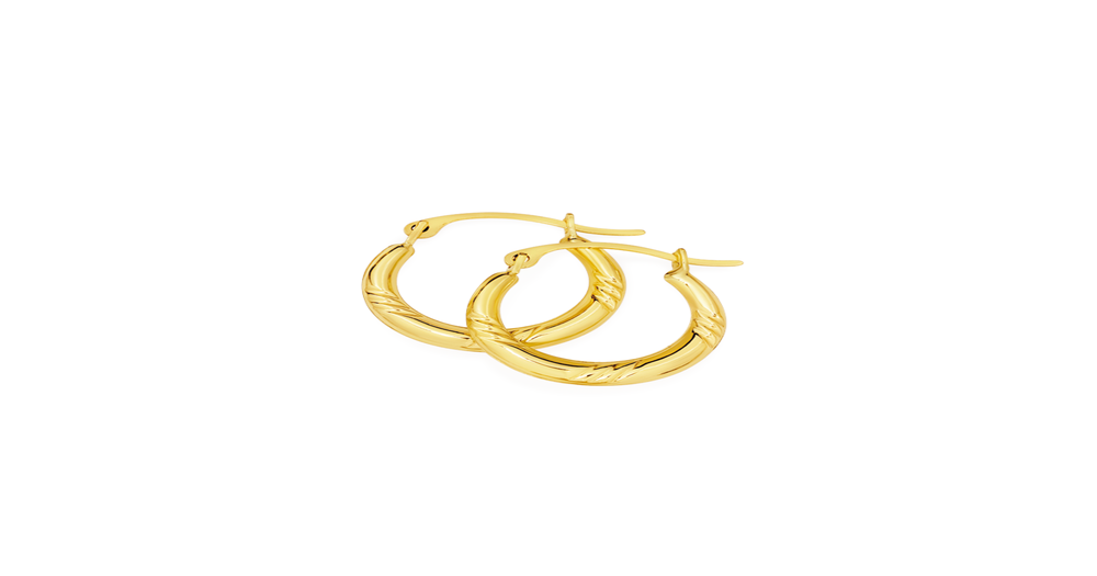 9ct Gold Striped Creole Earrings | Prouds