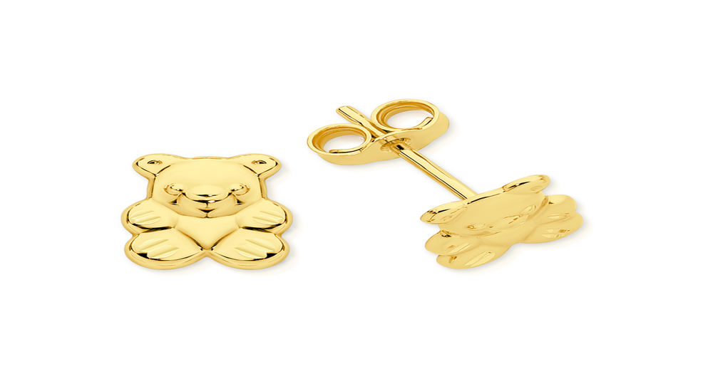 9ct Gold Teddy Bear Stud Earrings Prouds