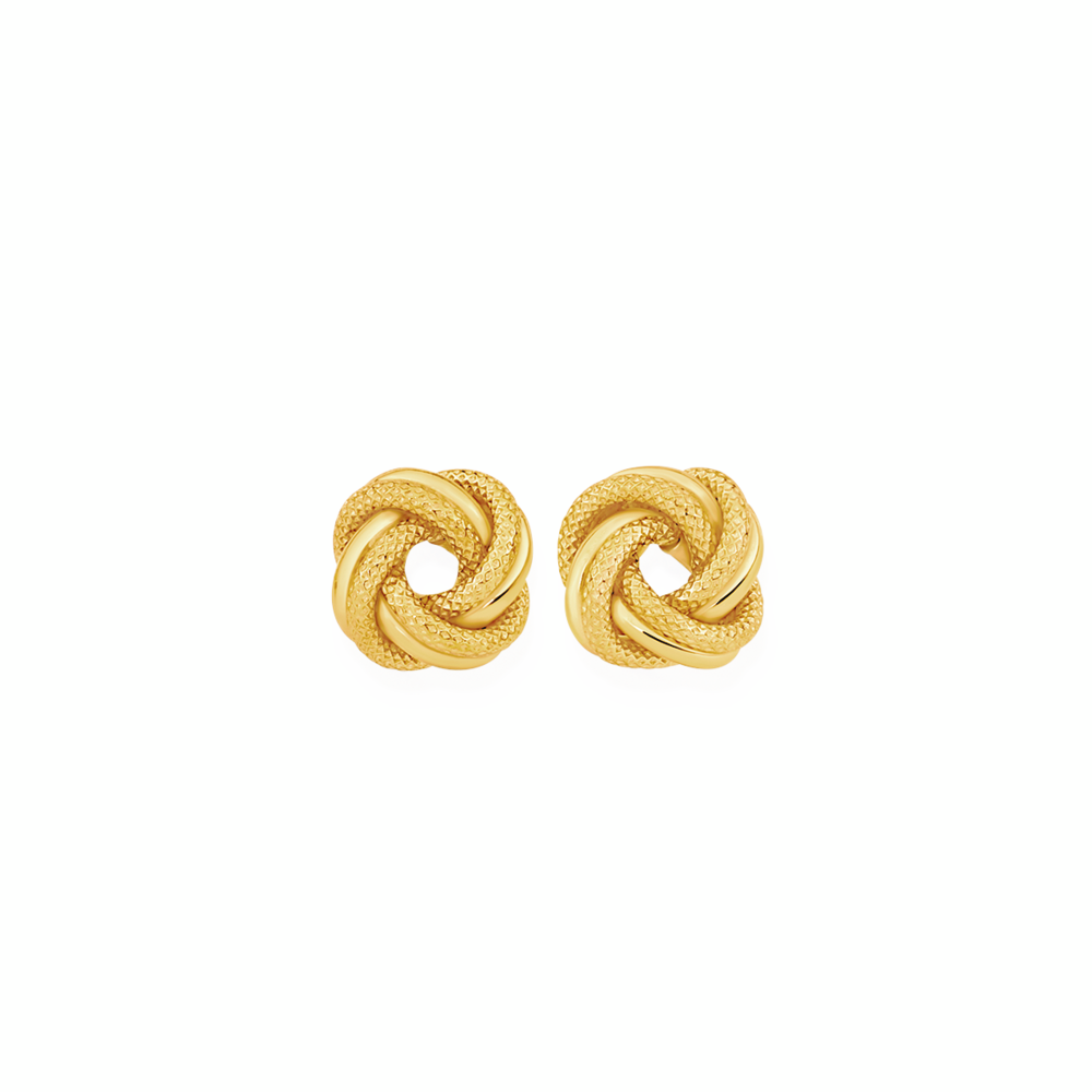 9ct Gold Texture & Polish Knot Stud Earrings