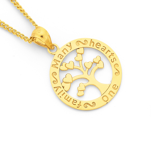 9ct Gold Tree of Life Message Pendant