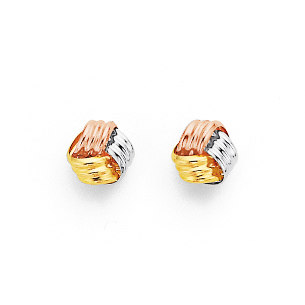 9ct Gold Tri Tone 5mm Knot Stud Earrings