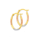 9ct Gold Tri Tone Diamond-cut Striped Oval Hoop Earrings