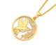 9ct Gold Tri Tone Hummingbird Circle Pendant