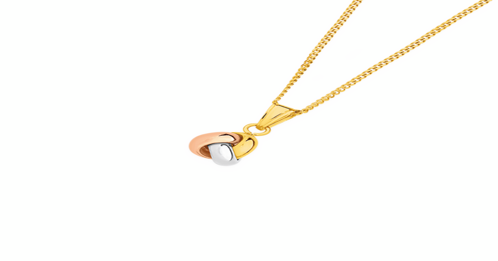 Gold Tone Copper Alloy Love Knot Pendant Necklace With Charms 46 Cm Long Chain For Everyday Wear main image 0